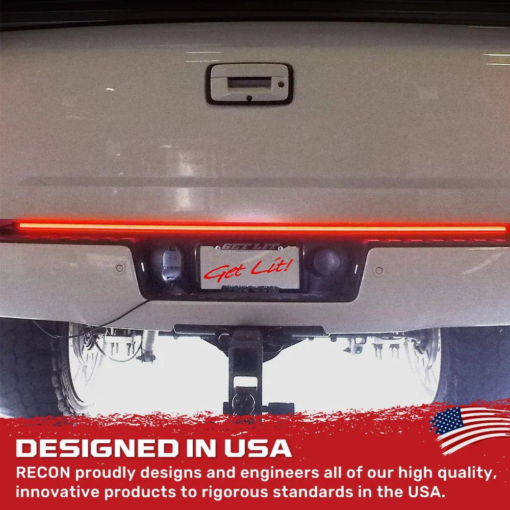 49inch Tailgate Bar w Ultra High-Power Dual Row Red Inchscanninginch LED Turn Signals And Ultra High-Power Dual Row Red LED Brakerunning Lights And Ultra High-Power Dual Row White LED Reverse Lights 49inch Bar Fits Most Flare Side And Smaller Trucks an product image