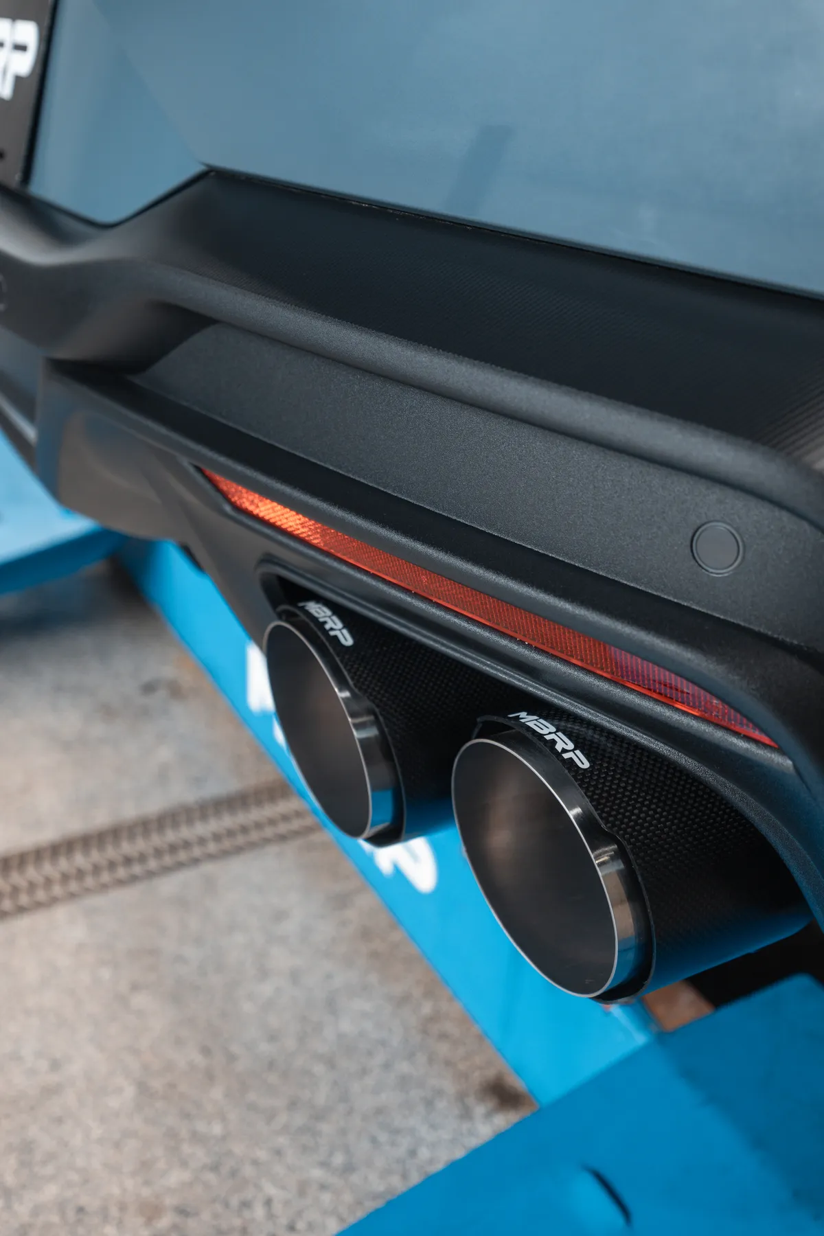 MBRP 2024-2025 Ford Mustang Dark Horse 5.0L T304 Stainless Steel 3 Cat-Back Quad Split Rear Exit with Carbon Fiber Tips Active S72843CF product image