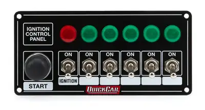Quickcar Racing Products Ignition Panel Blk w/ Start But. 5 Acc. & Ligh