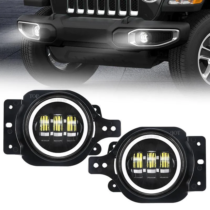 "classic 9"" Halo LED Headlights With DRL & Amber Turn Signals & LED Halo Fog Lights For 2018-Later Jeep Wrangler JL And Gladiator Jt" product image