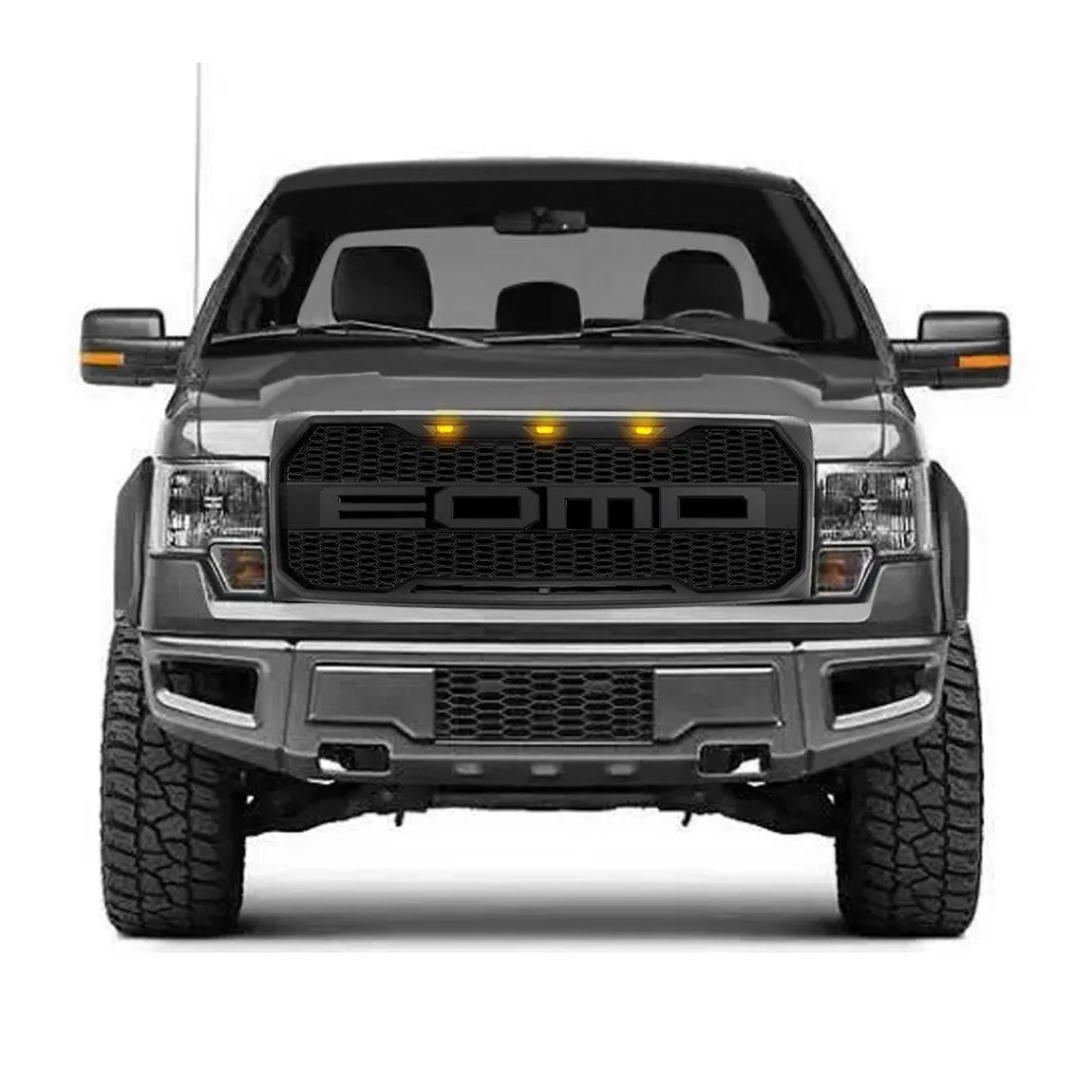 American Modified Amfmaa00108 Raptor Style Upper Grille w/ Amber Lights, Matte Black product image