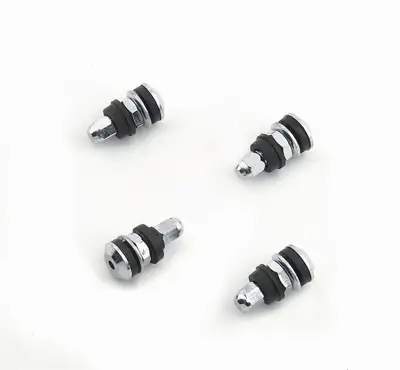 Mr Gasket Chrome Tire Valves (4pk) Short Screw-On Mount