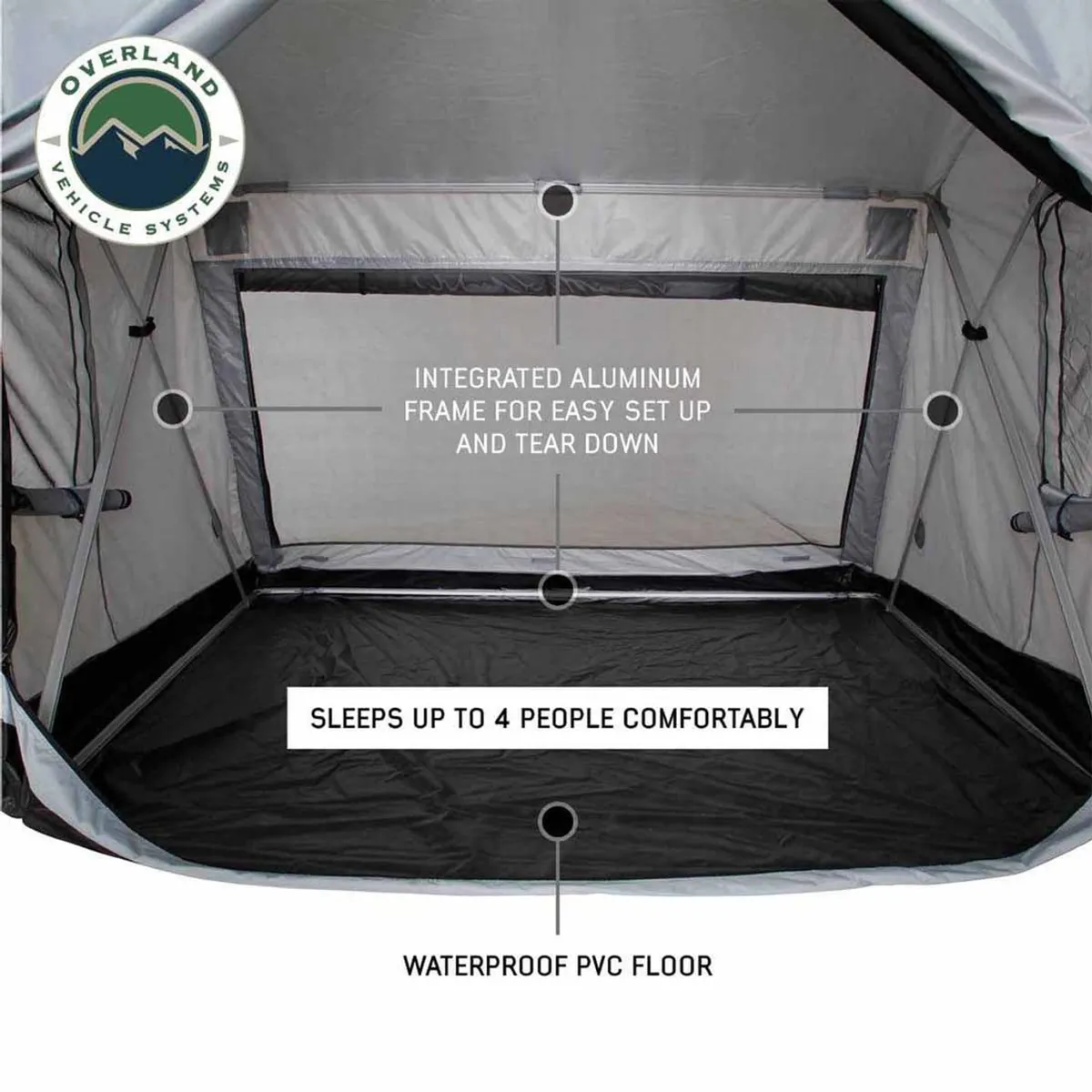 LD P.S.T. - Portable Safari Ground Tent Large, Grey Body and Grey Trim Overland Vehicle Systems product image