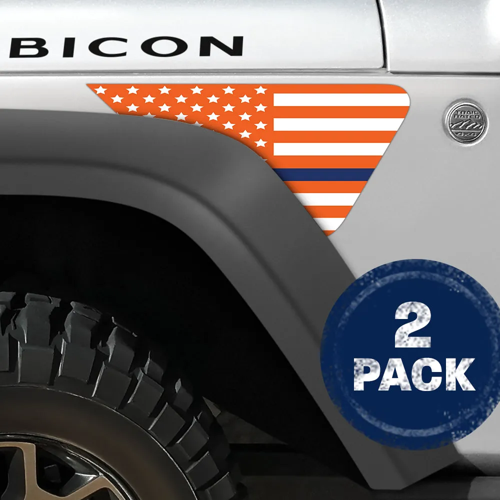 White and Orange Thin Blue Line Flag 2pc Vinyl Fender Decal product image