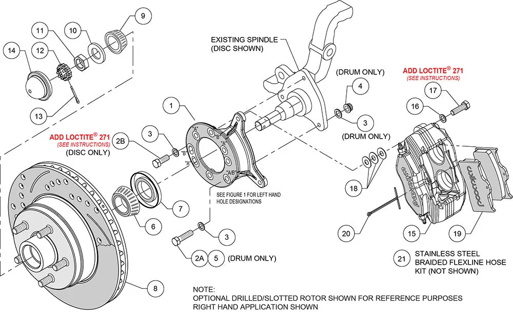 Wilwood FDL-M Front Kit 11.30in 1 PC RotorandHub-Drill 1970-1973 Mustang Disc and Drum Spindle product image