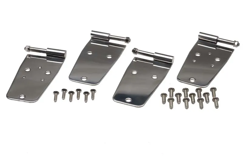 Jeep CJ/YJ Door Hinge Set 4 Pieces 76-93 CJ and Wrangler YJ Polished Silver Kentrol product image