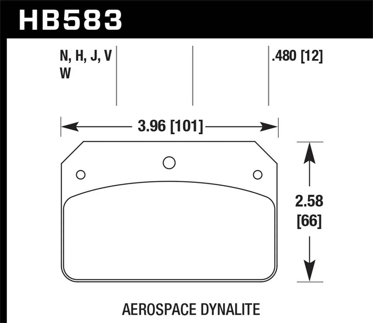 HP Plus Disc Brake Pad; 0.480 Thickness; Fits Aerospace Dynalite w/0.218 in. Hole; product image