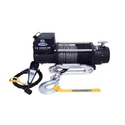 Superwinch Tiger Shark 11500SR 11500lb 12V DC Winch with Synthetic Rope Black - 1511201
