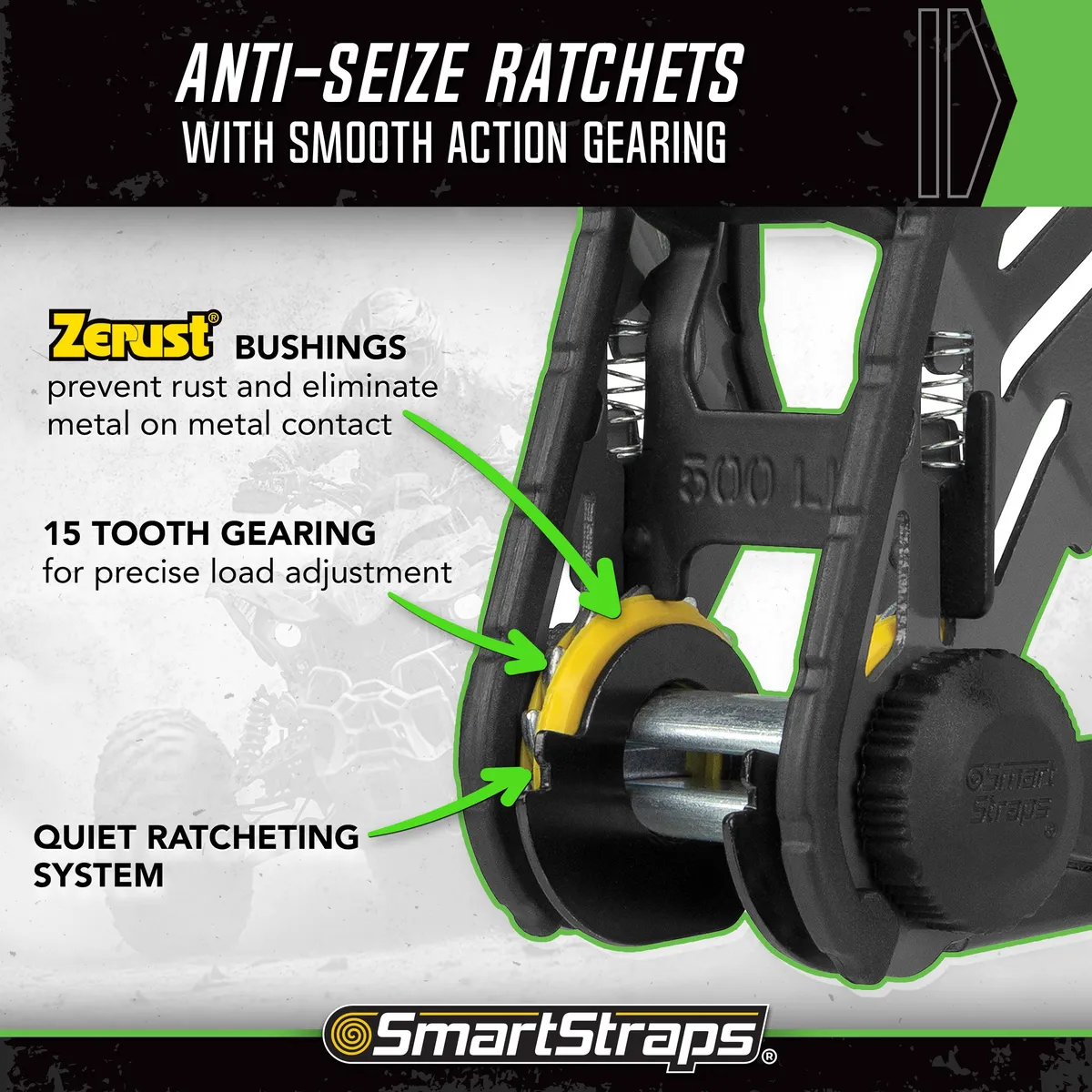 14ft 1500lb Tactical Ratchet Tie Down 4 pk Green product image