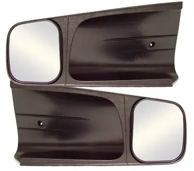 CIPA Custom Towing Mirror Set; Fits Long/Thin Black Fold-Away Mirror Not Attached To An Arm; Pair;