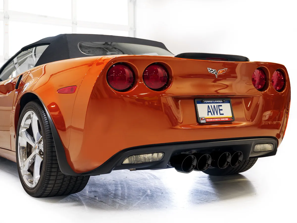 AWE Touring Edition Axleback Exhaust for C6 Chevrolet Corvette 6.0L (2005-2007) and 6.2L (2008) - Diamond Black Tips 3015-43660 product image
