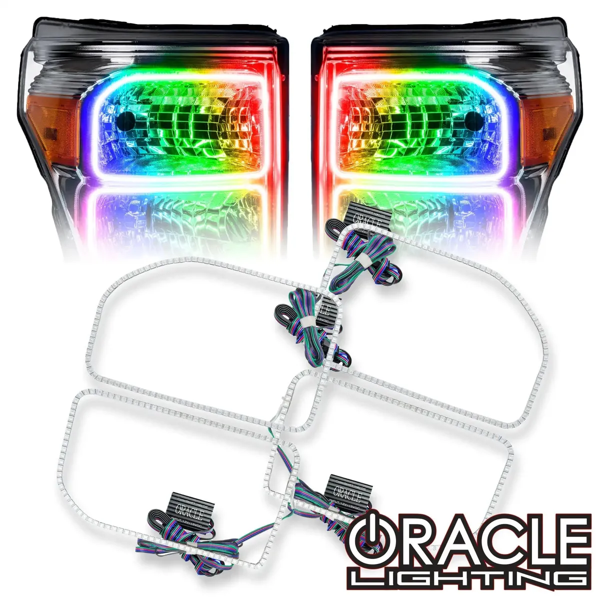 2011-2016 Ford F-250/F-350 Super Duty ORACLE Dynamic ColorSHIFT Headlight Halo Kit (Square Ring Design) product image