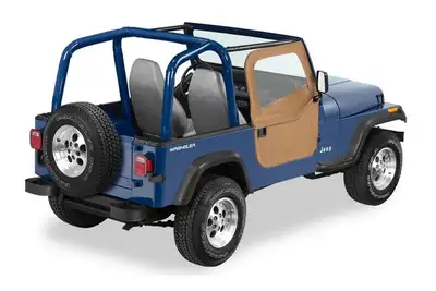 Bestop Jeep Doors Full 2-Piece Fabric Doors For Jeep 1980-1986 CJ7 Clear Vinyl Spice Fabric Pair Bestop