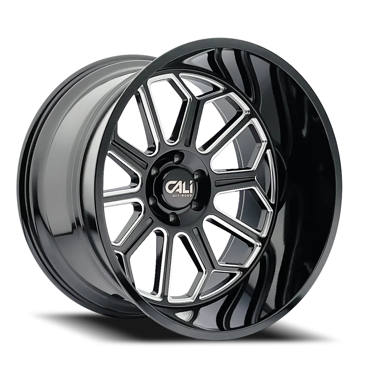 Cast Aluminum Wheels Auburn 9117 BM 22x12 Milled Gloss Black 8 On 170 Bolt Pattern -51 Offset Cali Offroad Wheels product image