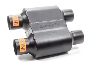 Flowmaster Super 10 Series Muffler Dual 2.5in Inlet/Dual 2.5in Outlets 409s Stainless Steel Blk