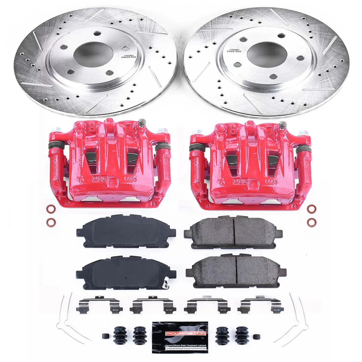 Z23 Evolution Sport Upgrade Kit: Drilled/Slotted Rotors; Carbon-Fiber Ceramic Pads; Powder Coated Calipers product image