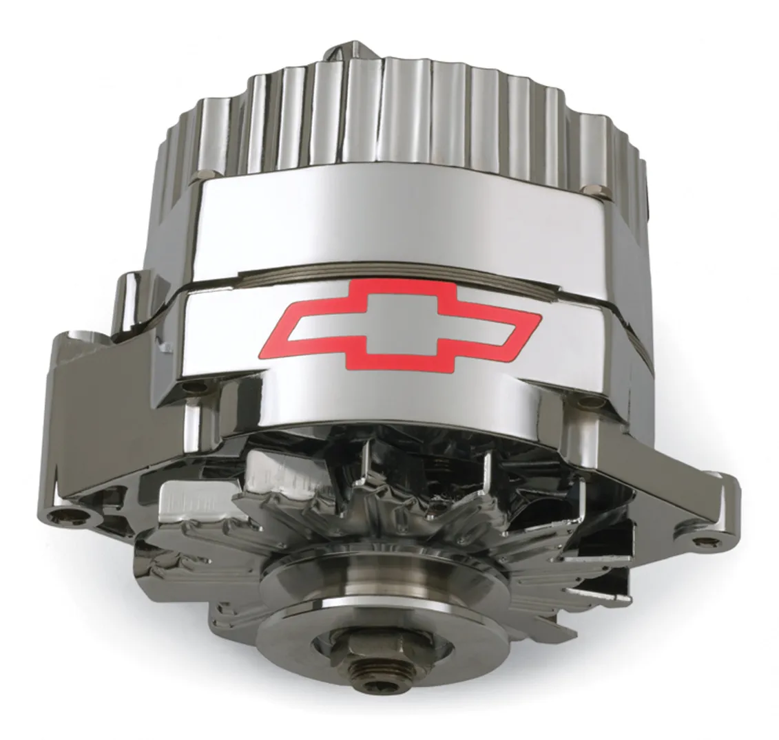 Alternator GM 73-86 with Internal Regulator GM Bowtie Logo Chrome Chevrolet Performance Parts product image