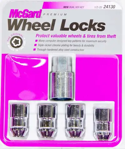 McGard Wheel Lock Set 1/220 Nut Cone Seat Dual 3/4 &13/16 Hex 1.46 in Oal Chrome