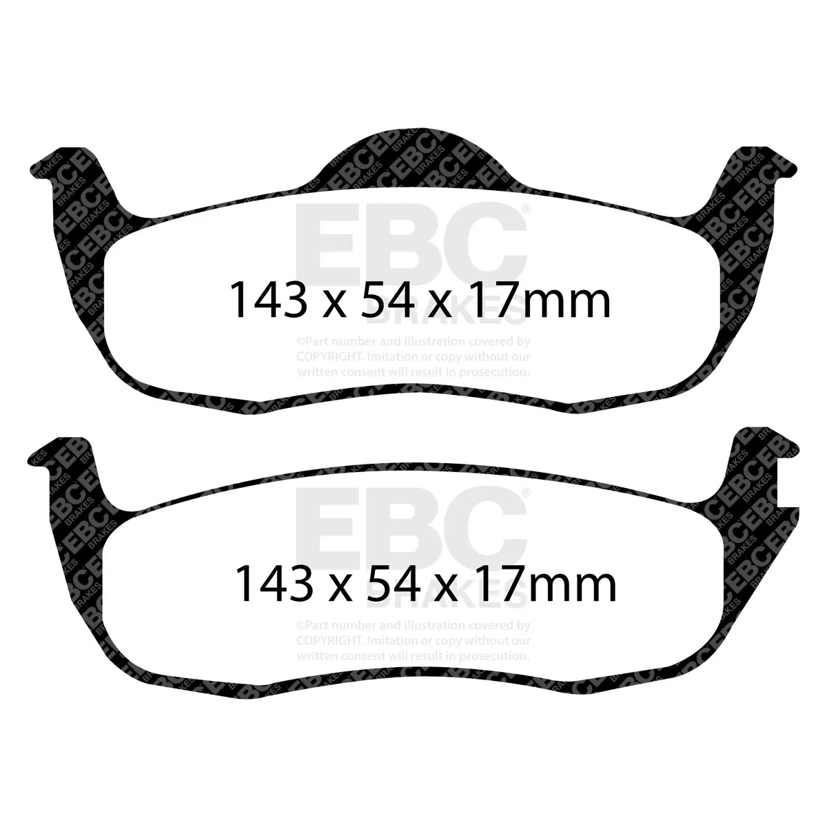 Truck/SUV Extra Duty Brake Pads; FMSI Pad No. D1087; Solid; 320mm Dia.; 66mm Height; 14mm Thick; 71.9mm Center Hole Dia.; Pad Dimensions: 143 x 54 x 17mm; product image