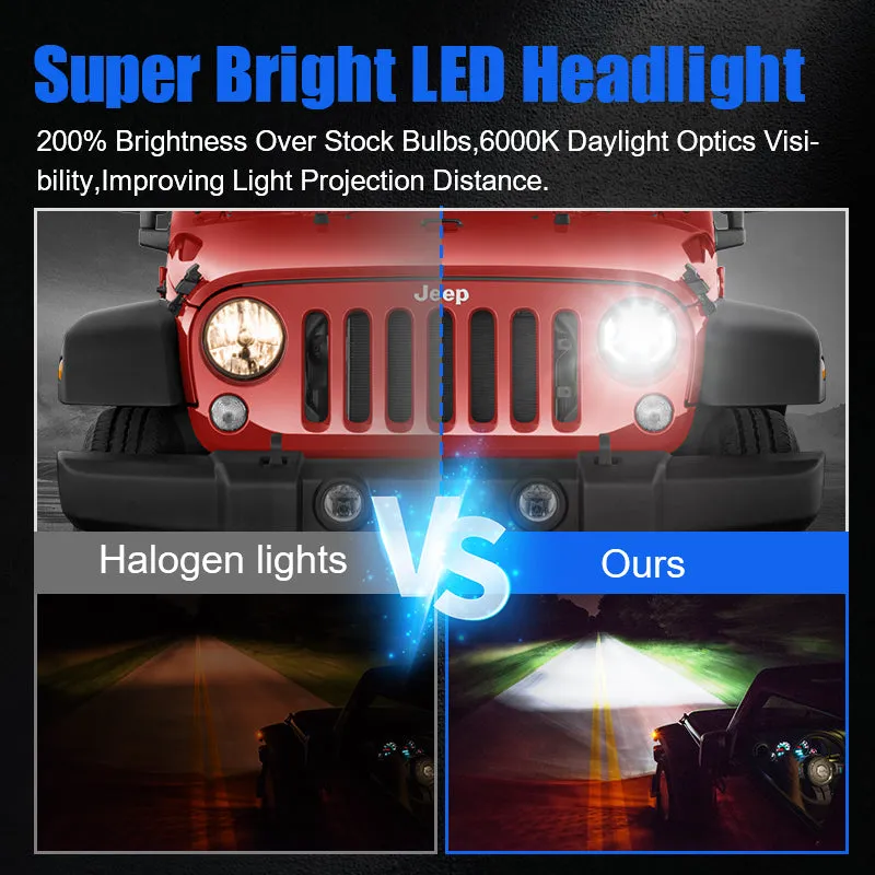 7'' LED Headlights with DRL & Turn Signals for 1997-Later Jeep Wrangler | Lightning Style product image