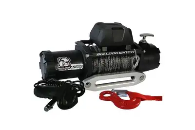 Bulldog Winch 12,00 LB Winch 100 Ft Synthetic Rope 6.0hp Series Wound Motor Roller Fairlead Bulldog Winch