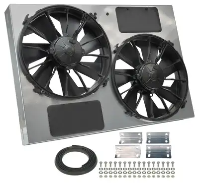 Derale Derale 16927 Powerpack - High Output Dual 12 Electric RAD Fan/Powder coated Steel Shroud Kit