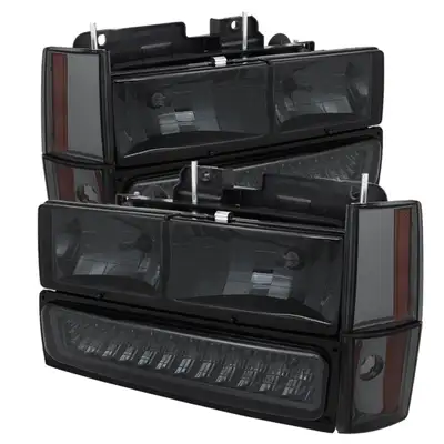 Spyder Auto XTune Crystal Headlights; w/Corner And LED Bumper; Smoke;