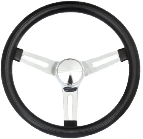 Classic Series Chrome Slotted Wheel; 13.5 in. Diameter; Black; 3-Spoke Design; Chrome Spokes; product image