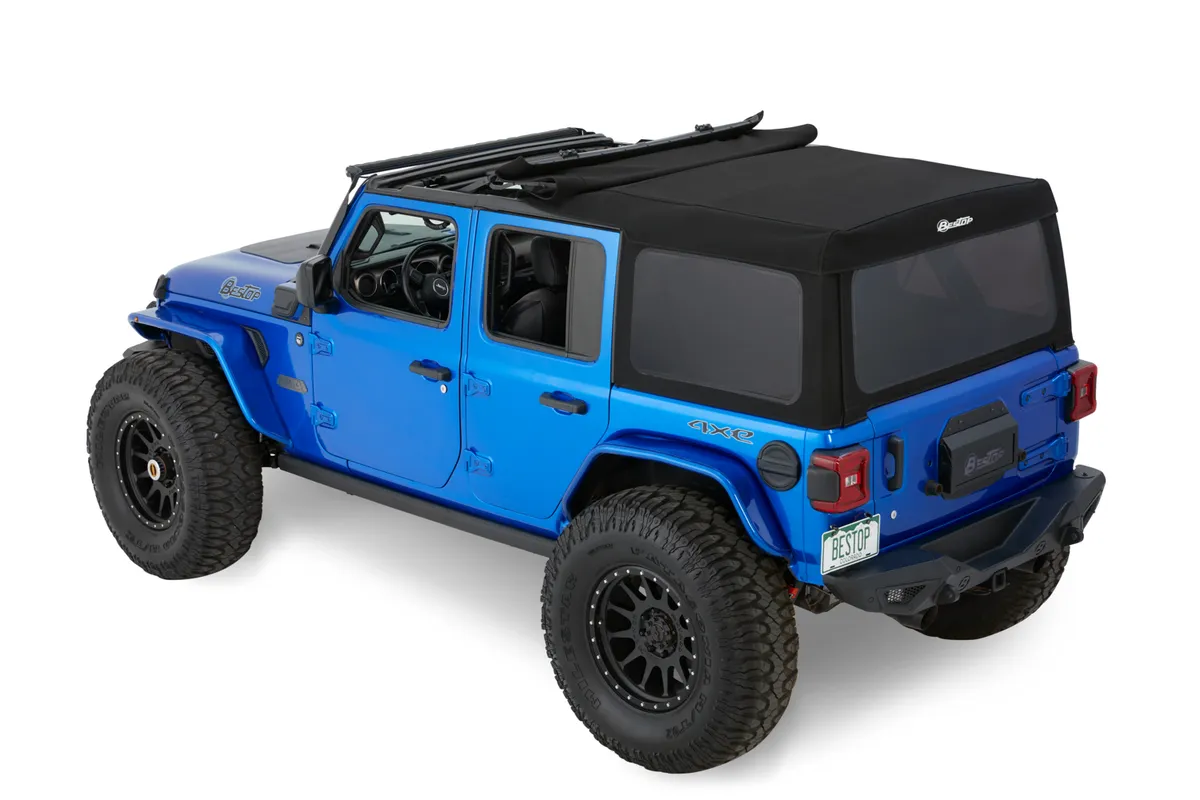Jeep Soft Top Supertop Squareback Soft Top For Jeep 2018-Current Wrangler JL 4 Door Black Premium Twill Bestop product image