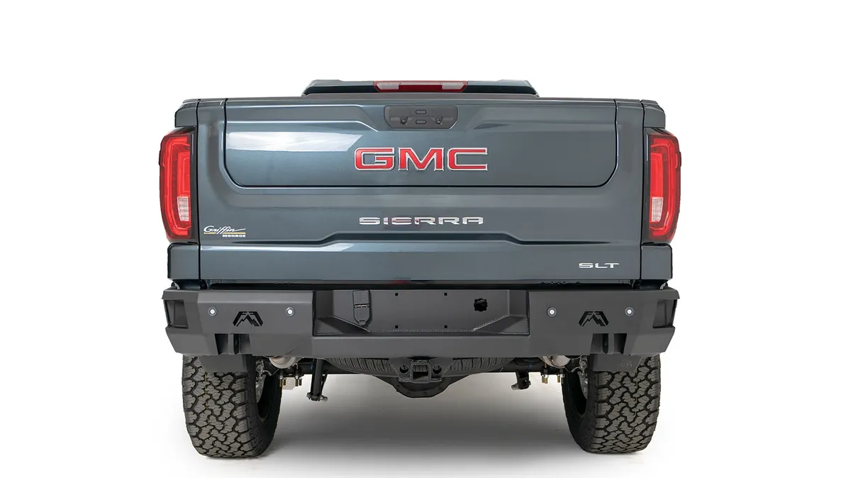 Fab Fours Premium Rear Bumper; 2 Stage Black Powder Coat;
