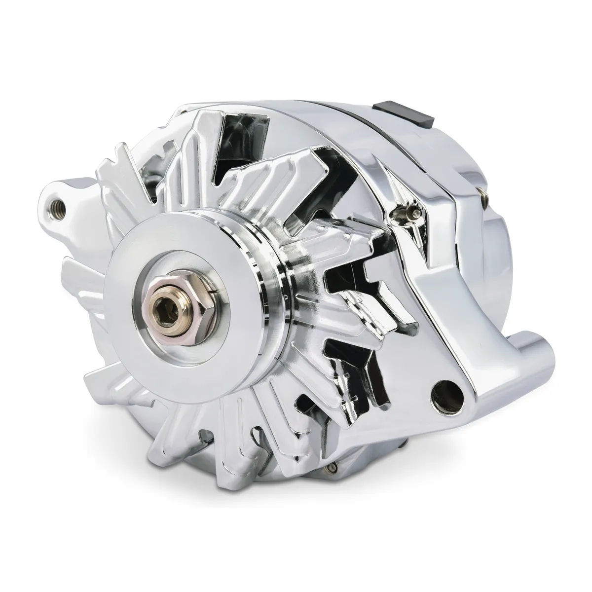 Ford 100 AMP Alternator Chrome Finish 1-Wire GM 10si Style w/ Internal Regulator, V-Pully, and External Fan Proform product image