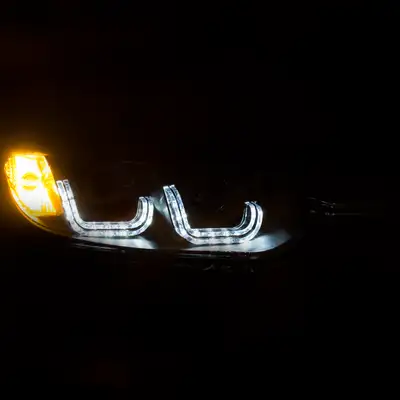 ANZO USA Bmw 3 Series F30 4DR 12-15 Projector U-Bar Headlights Black (For Halogen Model)