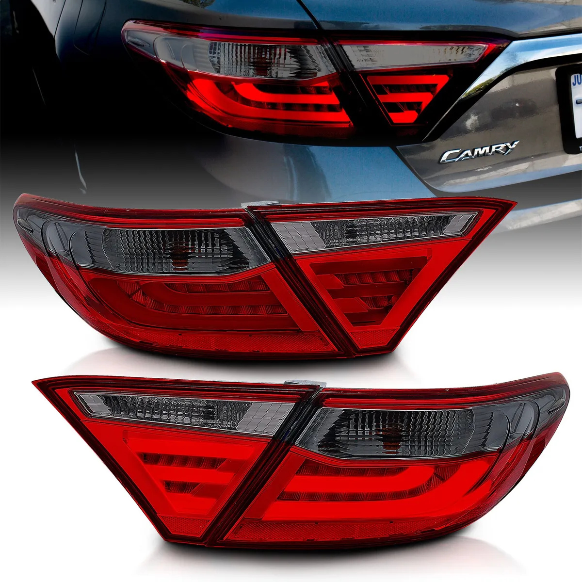 Toyota Camry 4DR 15-17 LED Tail Lights Chrome Red/Smoke Lens (4 Pcs) product image