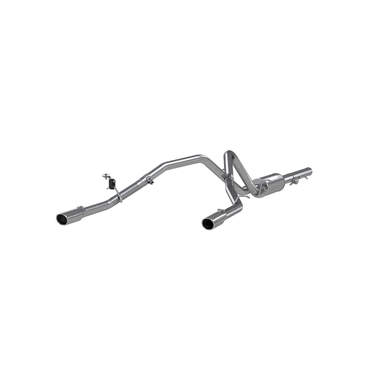 Armor Lite Cat Back Exhaust System; 2.5 in.; Incl. Ext. Pipe/Muffler/Over Axle Pipes/Tailpipes/Hardware/3.5 in. OD Tips; Dual Split Rear Exit; Aluminized; product image