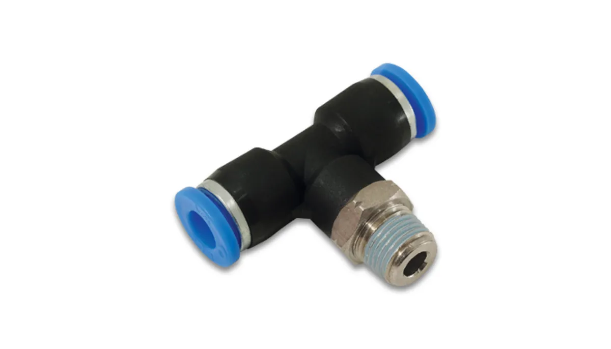 Vibrant Performance Tee Vacuum Fitting; Male; For 0.25 in. OD; 0.125 in. NPT; 150 PSI Maximum Operating Pressure; Stainless Steel;