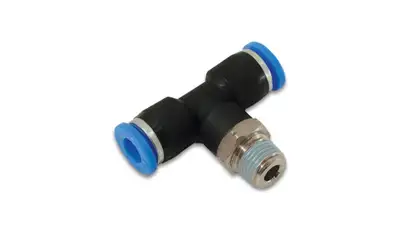 Vibrant Performance Tee Vacuum Fitting; Male; For 0.25 in. OD; 0.125 in. NPT; 150 PSI Maximum Operating Pressure; Stainless Steel;