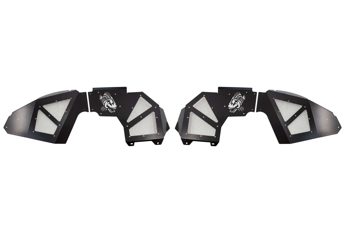 Jeep JL Inner Fenders For 18-Current Wrangler JL, 2020-Current JT Gladiator Front Pair Aluminum Black Powdercoat Fishbone Offroad product image