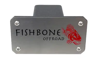 Fishbone Offroad Hitch Cover For 2 Inch Hitch Black Powdercoated Steel Fishbone Offroad