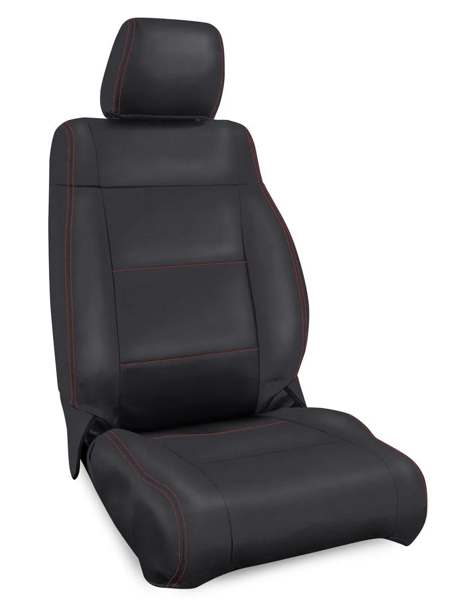 Front Seat Covers for 13-18 Jeep Wrangler JK 2 Door or 4 Door Pair Black with Red Stitching PRP Seats product image
