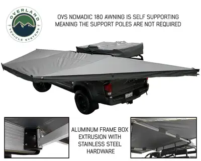 Overland Vehicle Systems Overland Vehicle Systems Nomadic 270-Degree Awning, Dark Gray w/Black Transit Cover, Passenger Side