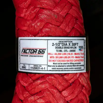 Factor 55 Extreme Duty Kinetic Energy Rope 2.5 Inch X 30 Foot Factor 55