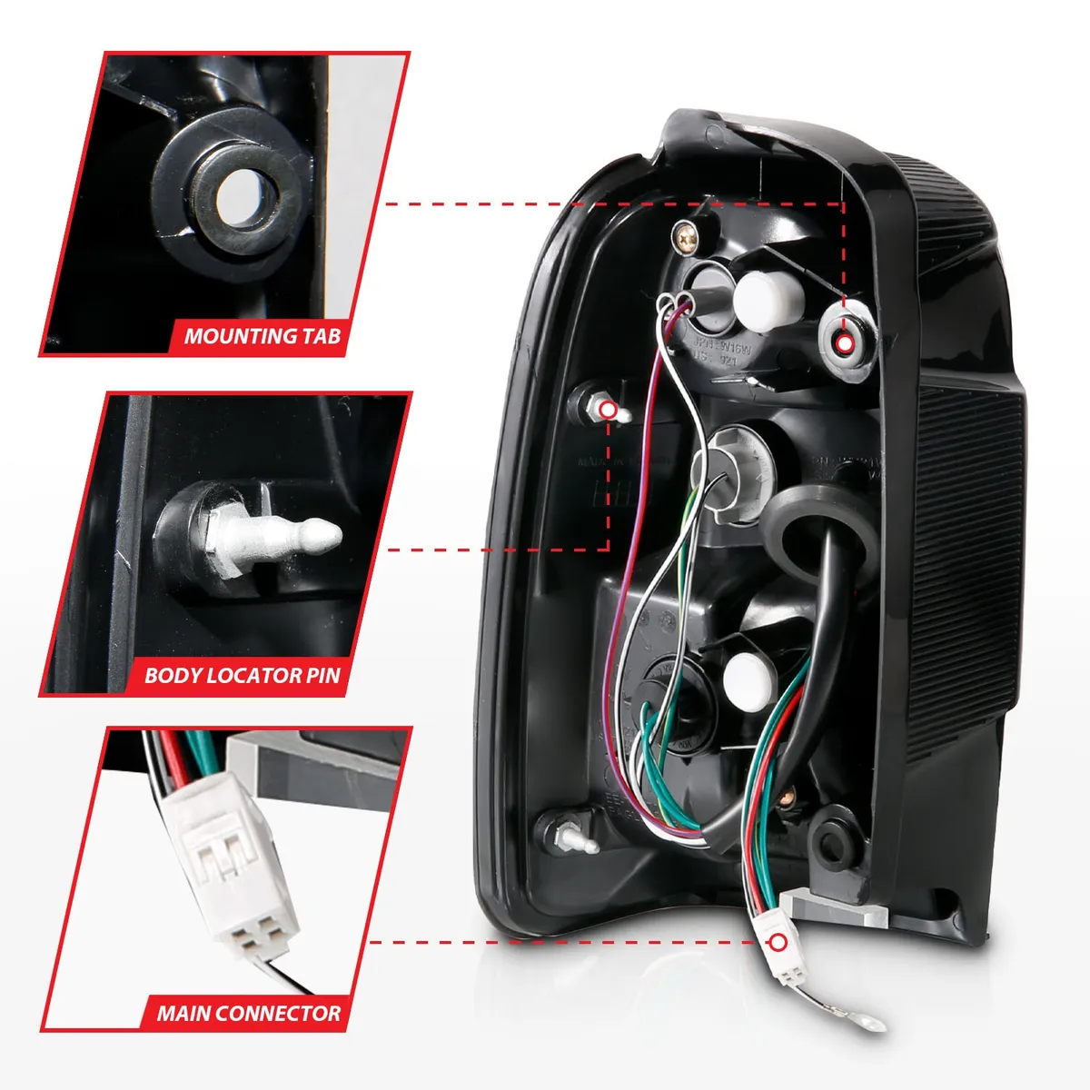 LED Tail Light Assembly; LED; Clear Lens; Black Housing; Pair; product image