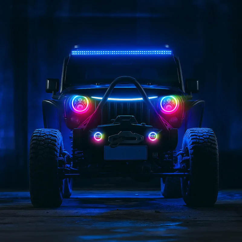 ã€Magic RGB Haloã€‘Jeep Wrangler JK LED Headlights & Fog Lights Kit w/ Amber Turn Signal (2007-2018) product image