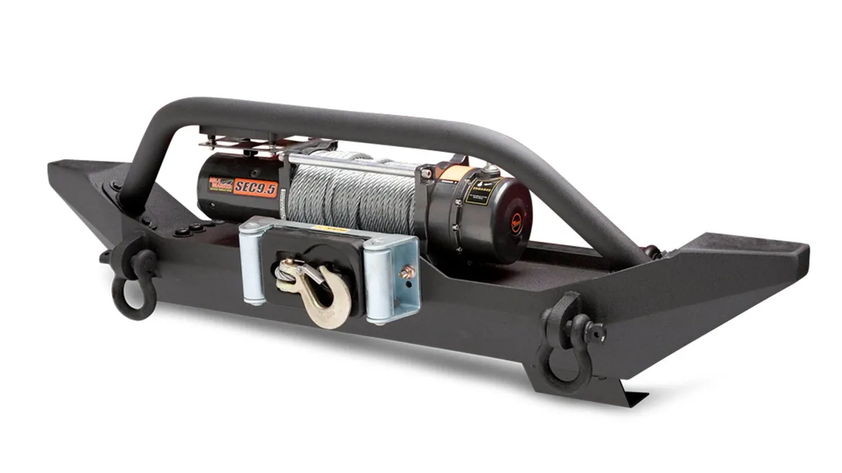 Front Base Bumper; w/Shackle Mount; Intergrated Winch Plate; 4 Light Mounting Points; Textured Black Powder Coat; product image