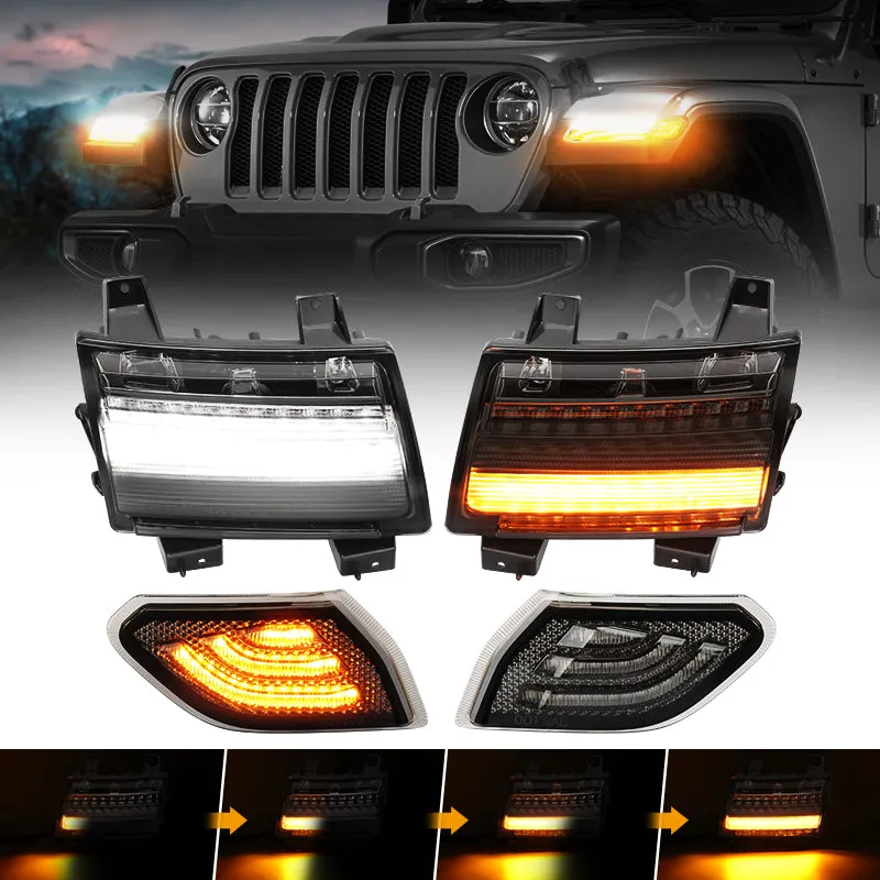 Front LED Turn Signals & Fender Side Marker Lights Combo for 2018-Later Jeep Wrangler JL & Gladiator JT product image