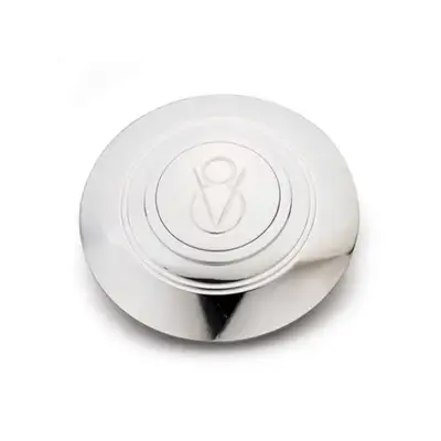 Lokar Horn Button; Fits w/MK4/9 Wheel Steering; Billet Aluminum; Single Contact; Domed V-8 Logo; Polished;