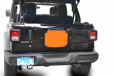 Steinjager Wheels and Tires 2018 to Present Spare Tire Delete Plate Fluorescent Orange
