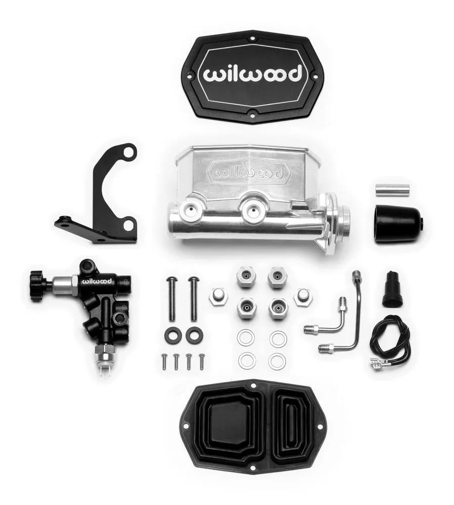 Compact Tandem Master Cylinder Kit W/ Bracket & Valve Aluminum Media Burnished product image