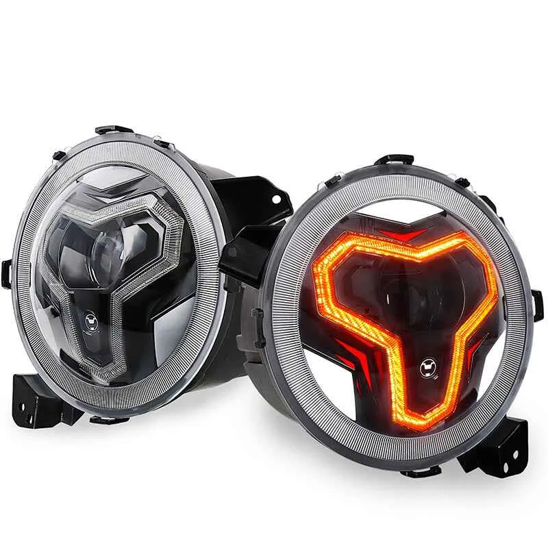 Warrior Style 9 Inch LED Headlights With Halo DRL & Turn Signals For 2018-Later Jeep Wrangler JL & Gladiator JT product image