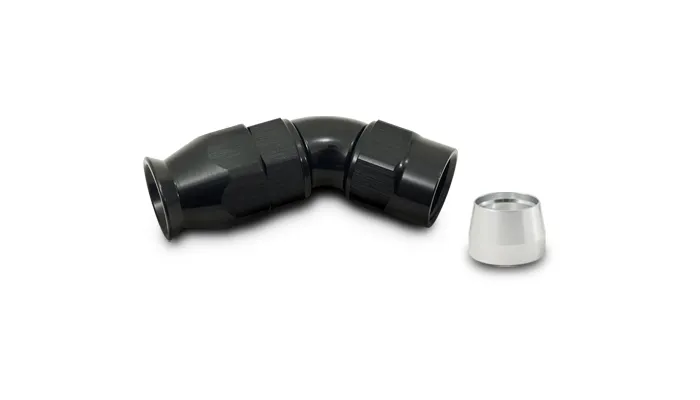 45 Degree High Flow Hose End Fitting; -12AN; 6061 Aluminum; Black Anodized; For PTFE Lined Hose; product image